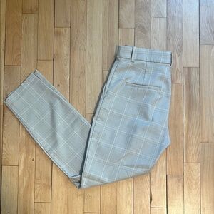 Women’s Plaid Beige Plaid Ankle Pants